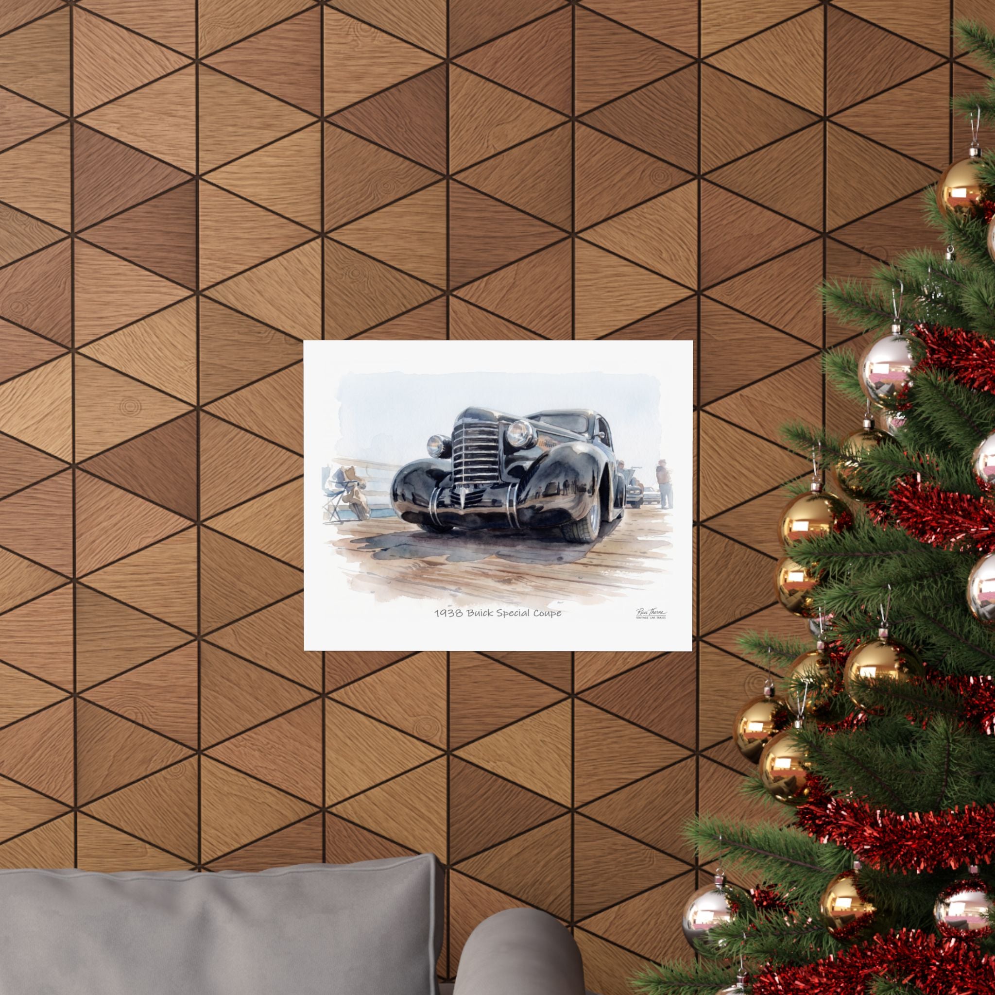 Black Chrome Elegance – 1938 Buick Special Watercolor Print
