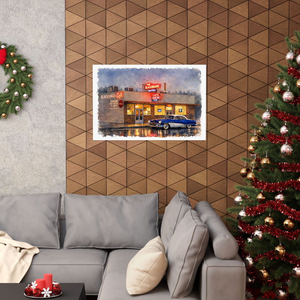 Retro Diner Poster — 'Blackboard Bar and Cafe'  Bakersfield, Ca. Matte Horizontal Wall Art