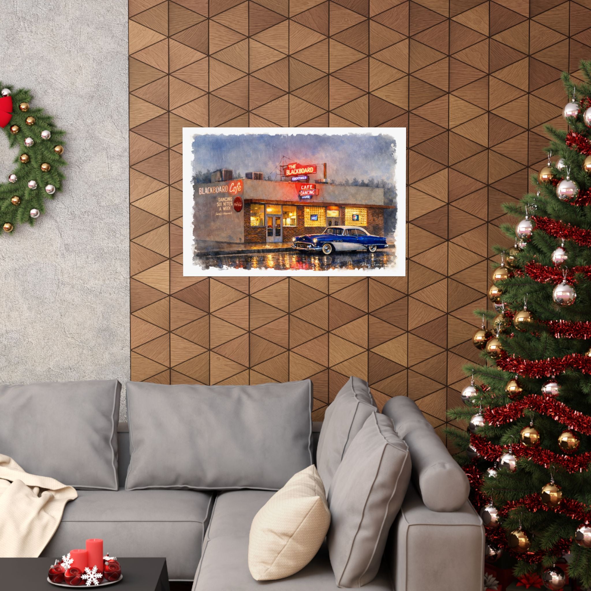 Retro Diner Poster — 'Blackboard Bar and Cafe'  Bakersfield, Ca. Matte Horizontal Wall Art