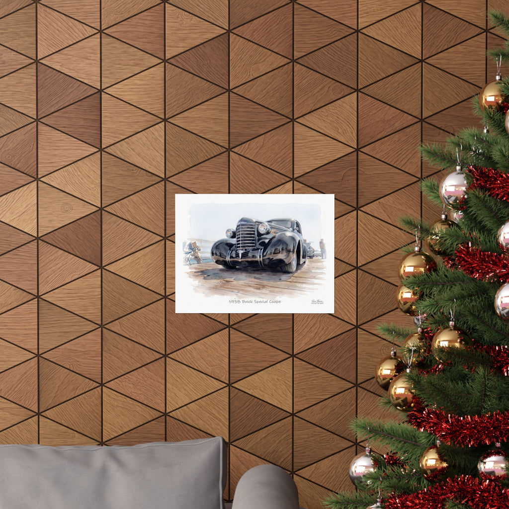 Black Chrome Elegance – 1938 Buick Special Watercolor Print