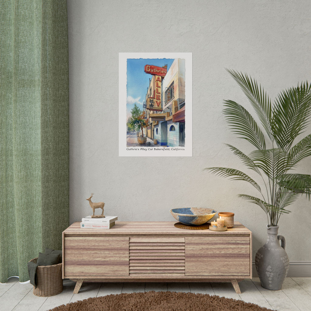 Neon & Nostalgia: The Guthrie’s Alley Cat Watercolor Print Day Time