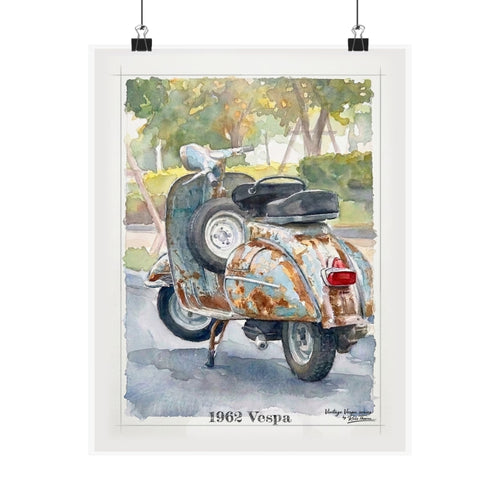 1962 Vespa Poster - Vintage Watercolor Scooter Art Print