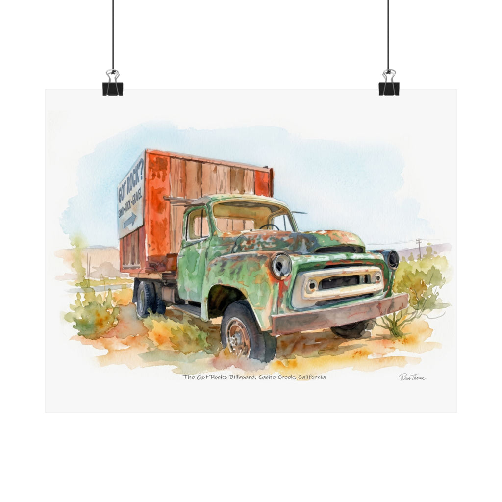 The Got Rocks Billboard – Cache Creek, California Watercolor Print number 2