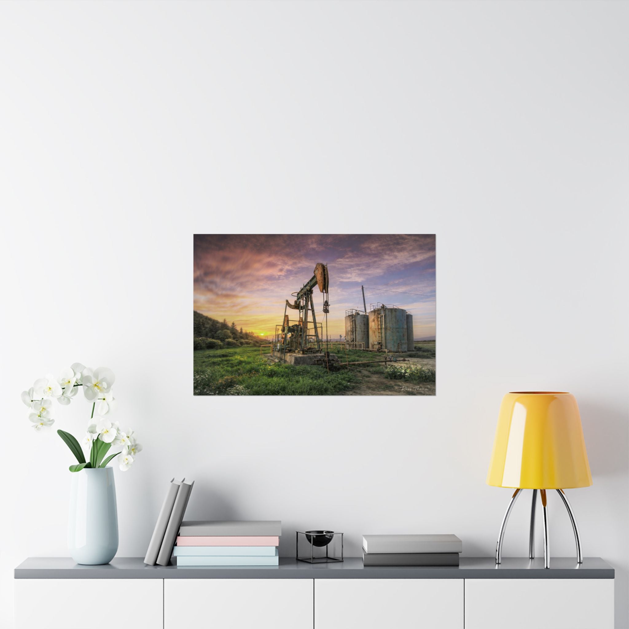 Bakersfield Oil Field Sunset – Pump Jack & Tank Farm Landscape