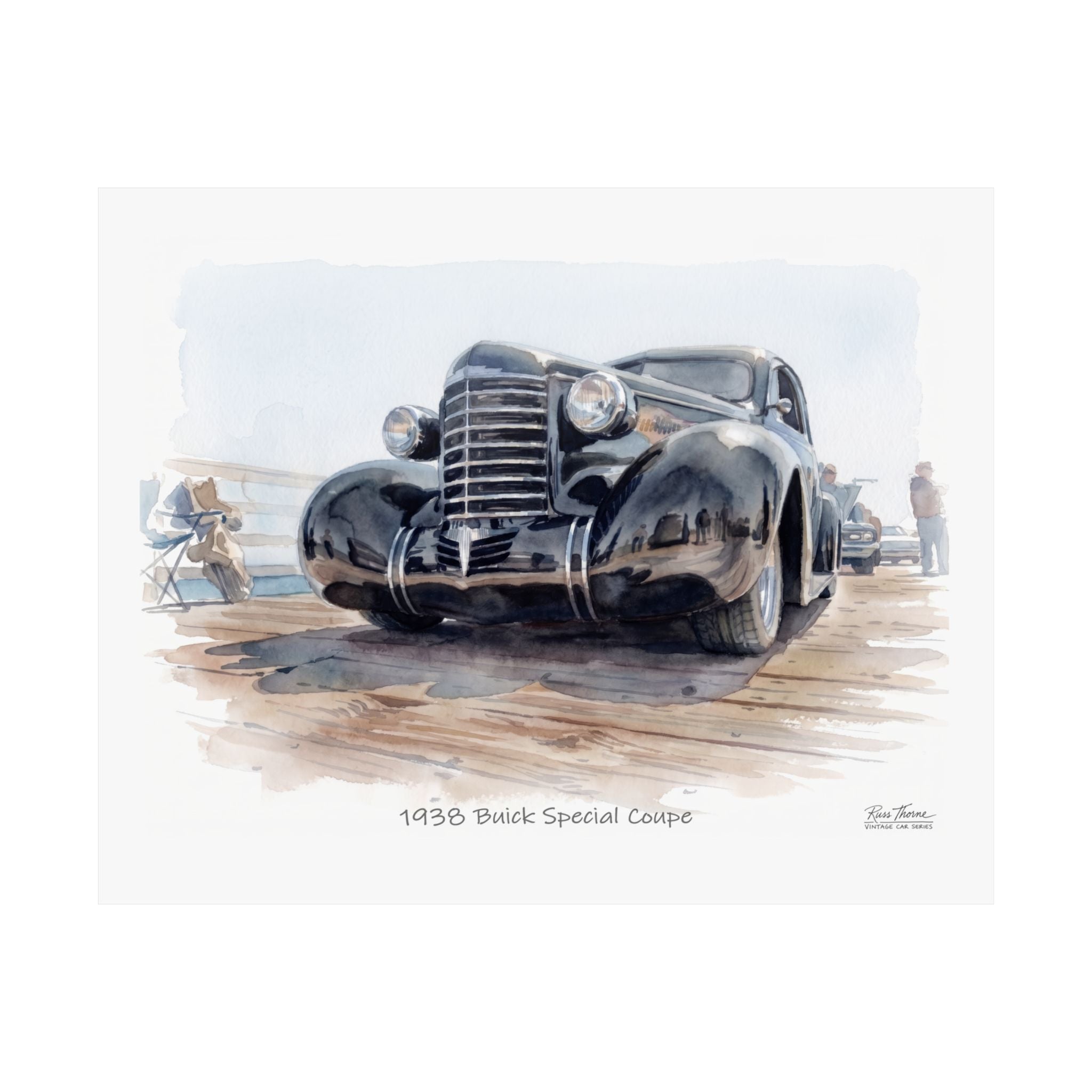 Black Chrome Elegance – 1938 Buick Special Watercolor Print