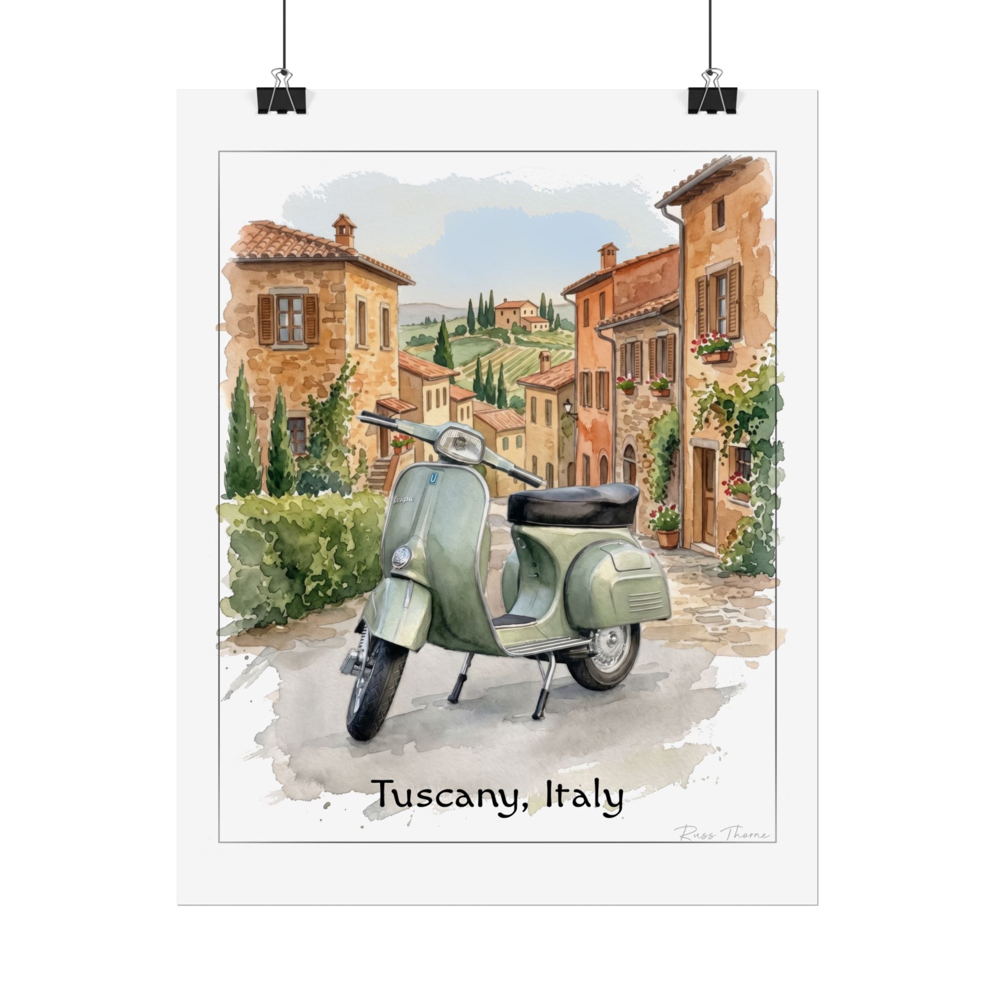 Tuscany Scooter Poster - Rolled Travel Art Print