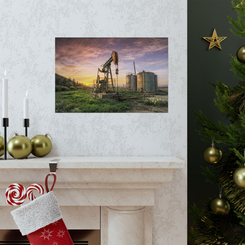 Bakersfield Oil Field Sunset – Pump Jack & Tank Farm Landscape