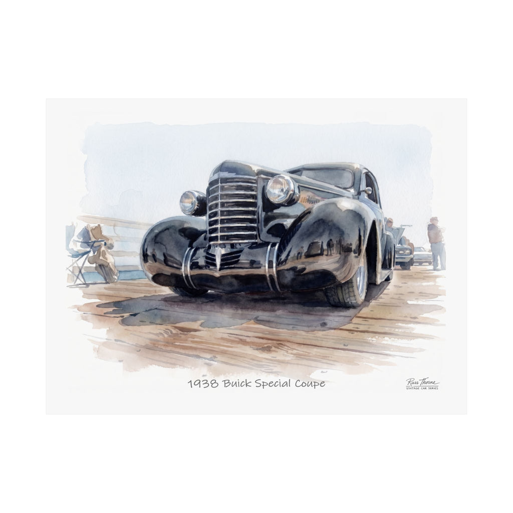 Black Chrome Elegance – 1938 Buick Special Watercolor Print