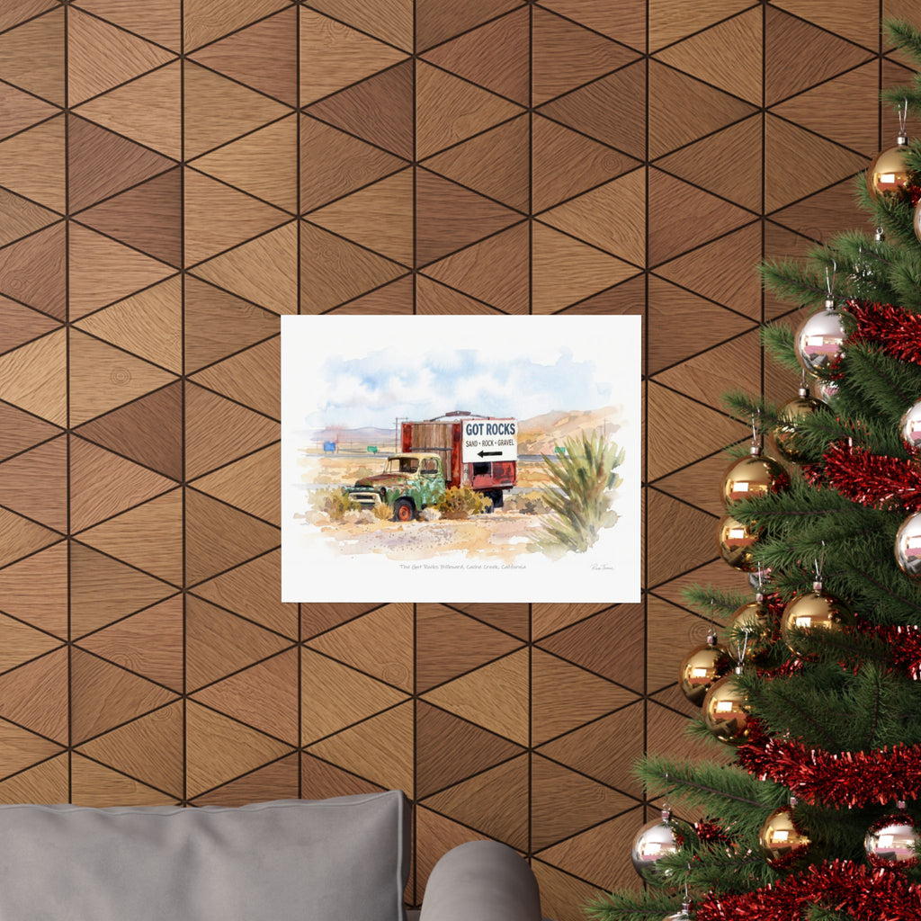 The Got Rocks Billboard – Cache Creek, California Watercolor Print