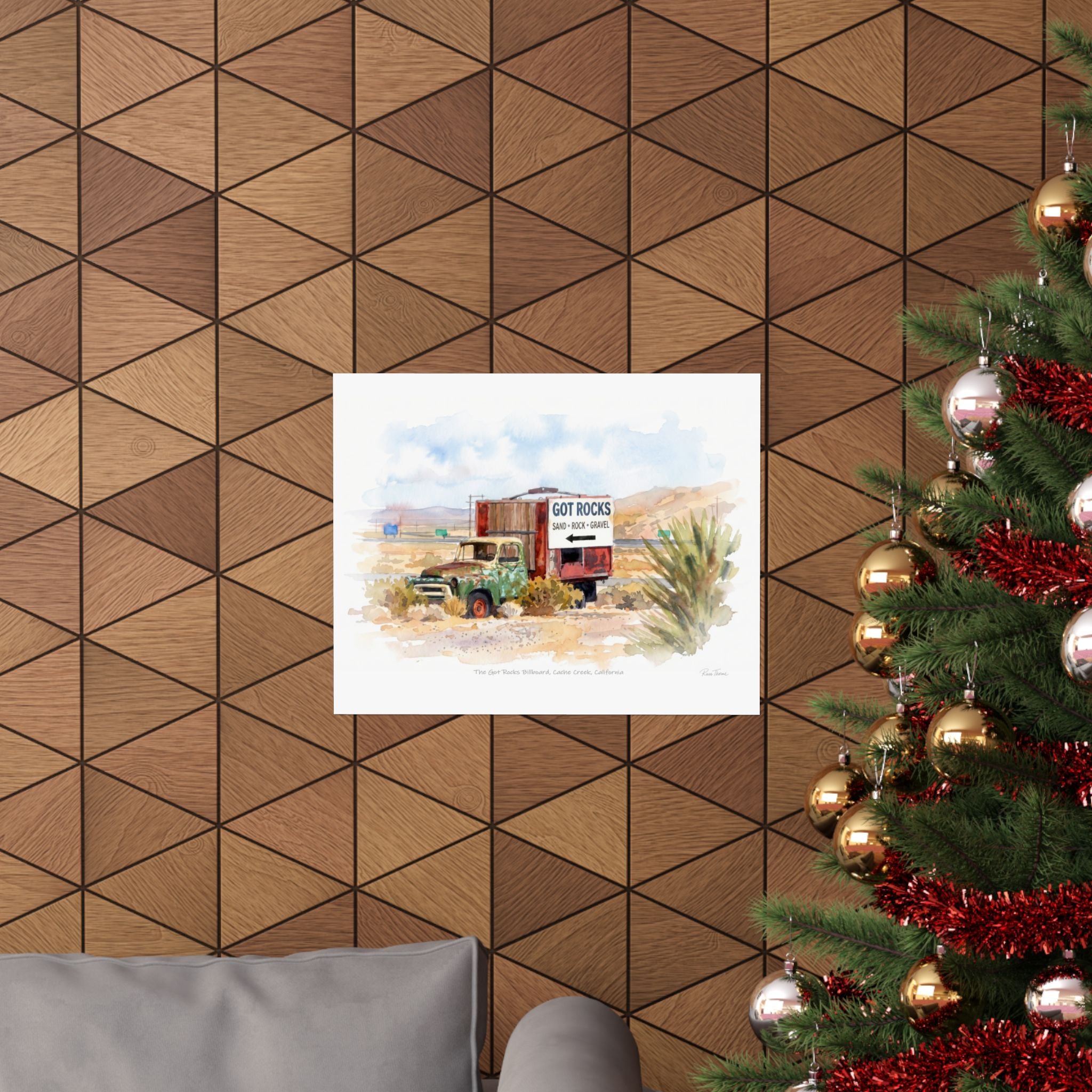 The Got Rocks Billboard – Cache Creek, California Watercolor Print