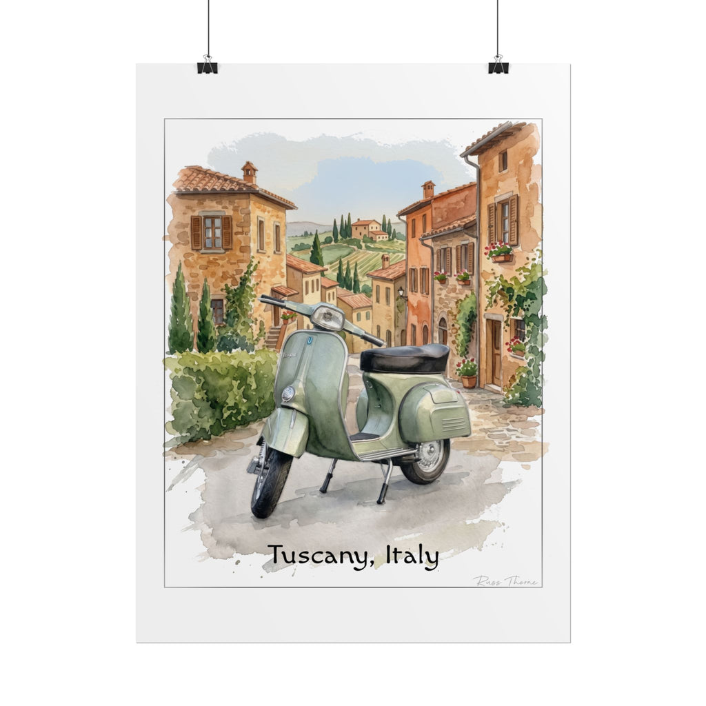 Tuscany Scooter Poster - Rolled Travel Art Print