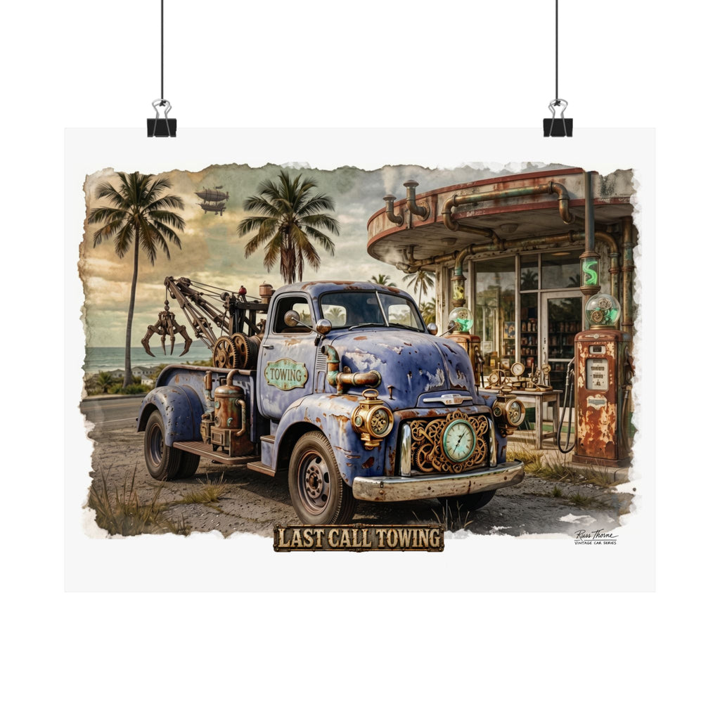 Last Call Towing – Steampunk Coastal Tow Truck Art Print
