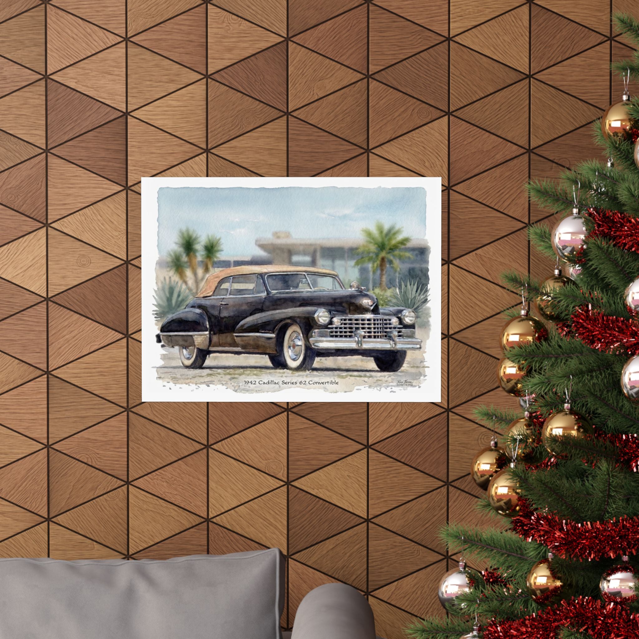 1942 Cadillac Series 62 Convertible – Classic American Luxury Watercolor