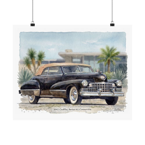 1942 Cadillac Series 62 Convertible – Classic American Luxury Watercolor