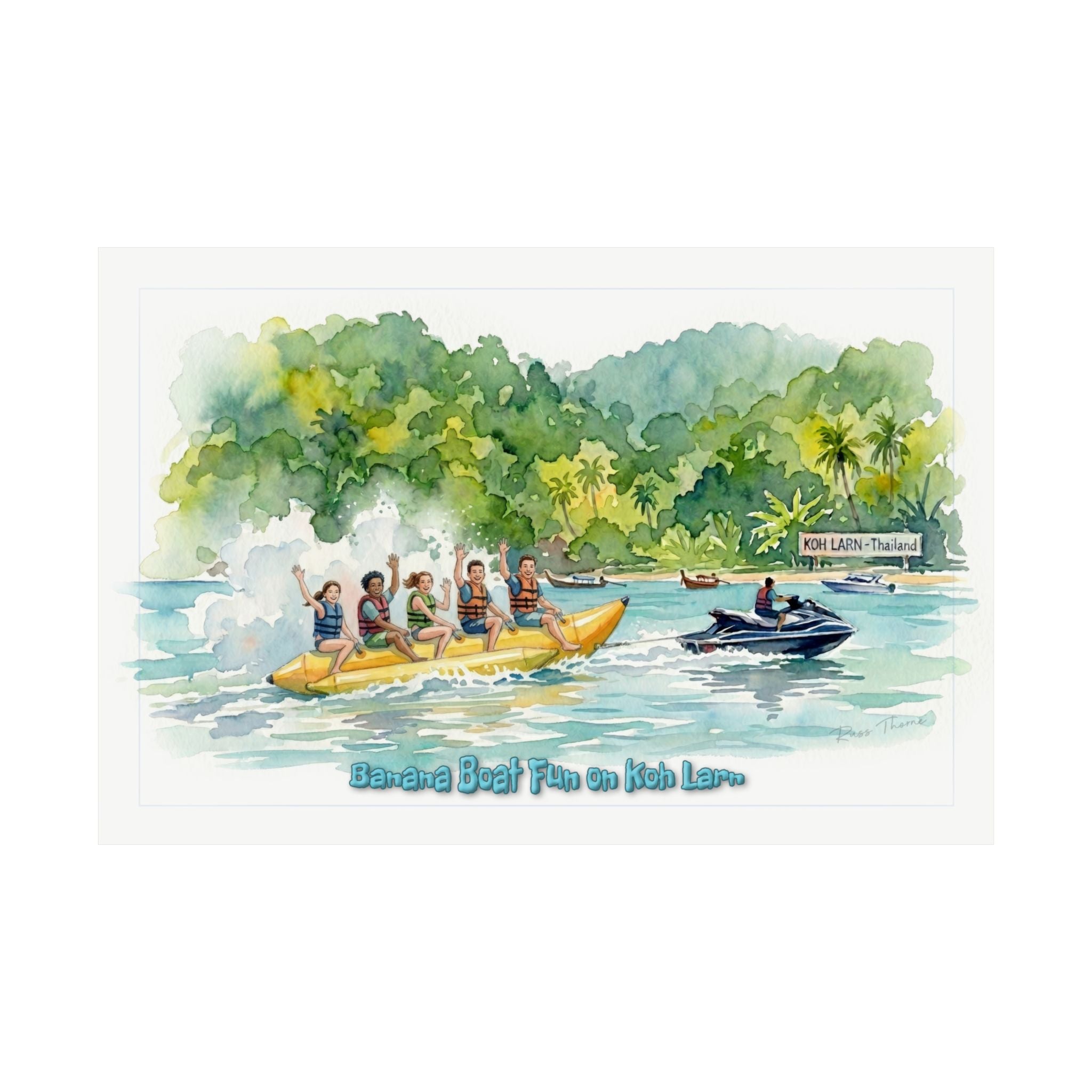 Koh Larn Island Life – Horizontal Watercolor Art Poster