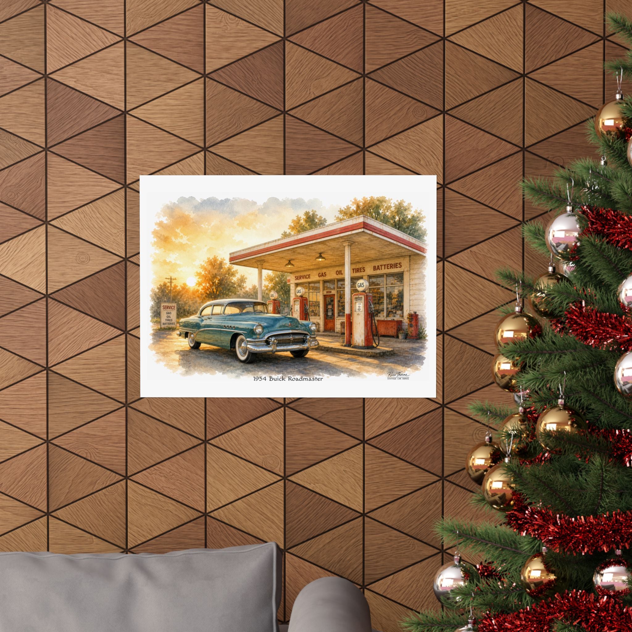 1954 Buick Roadmaster – Golden Hour Classic Americana Watercolor