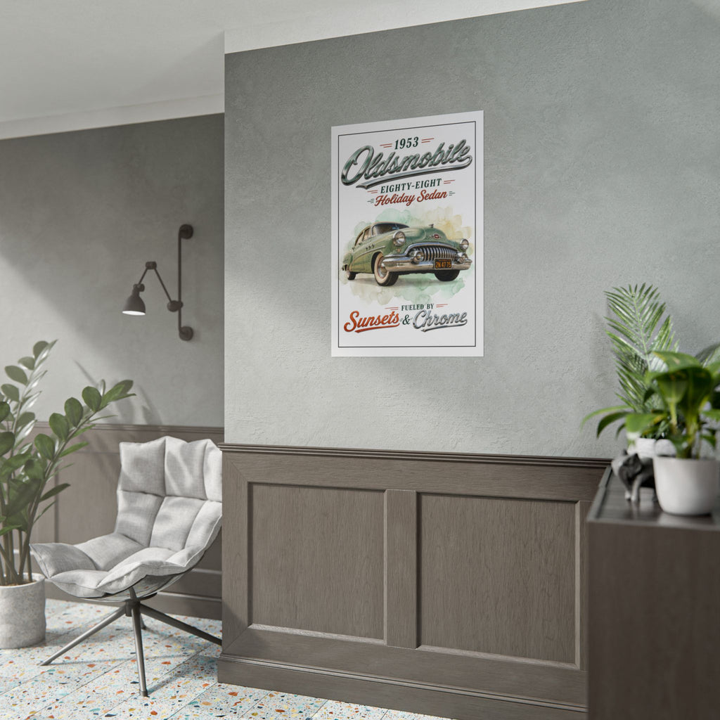 1953 Oldsmobile Eighty-Eight – Sunsets & Chrome Vintage Car Poster