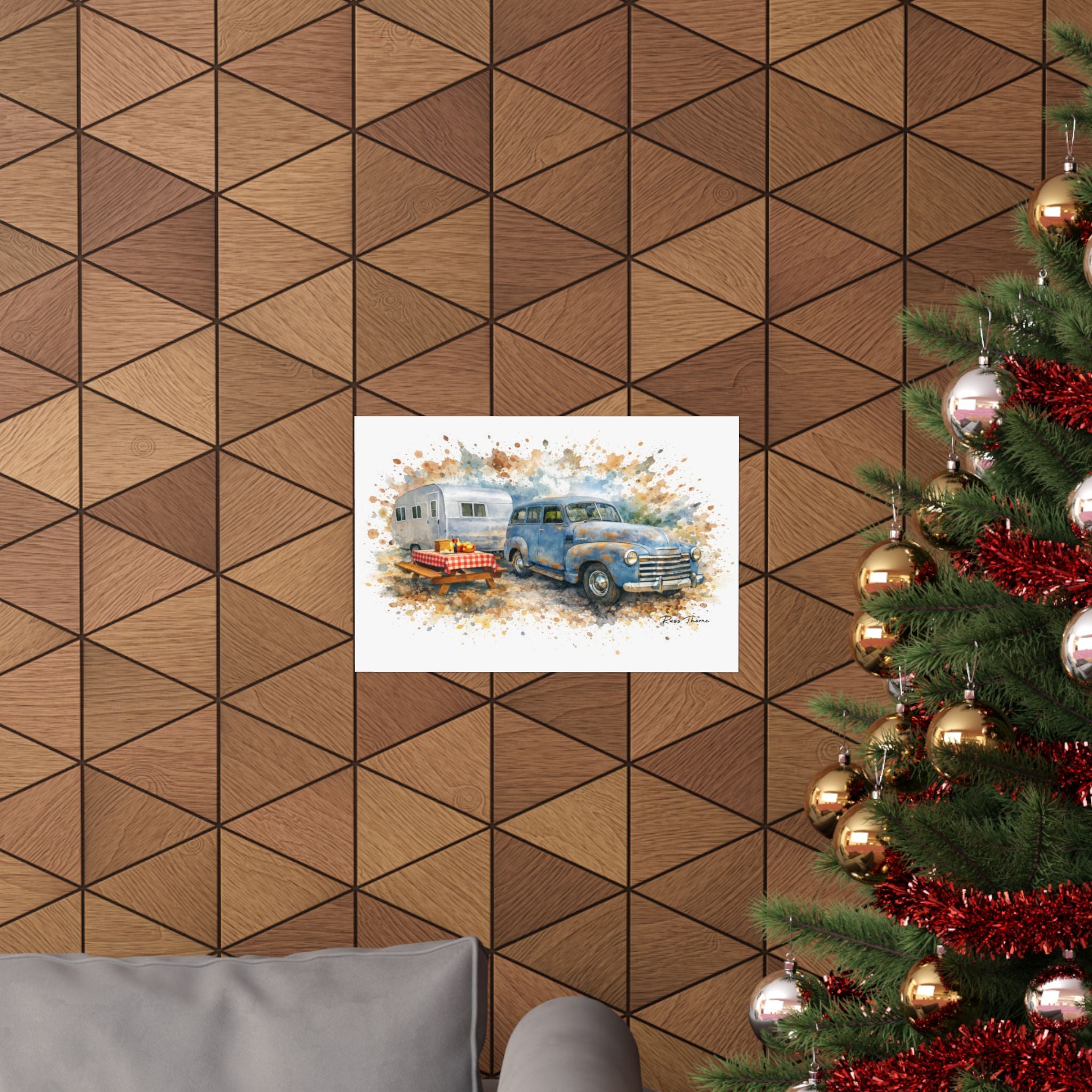 Vintage Road Trip – Blue Classic Car & Camper Adventure