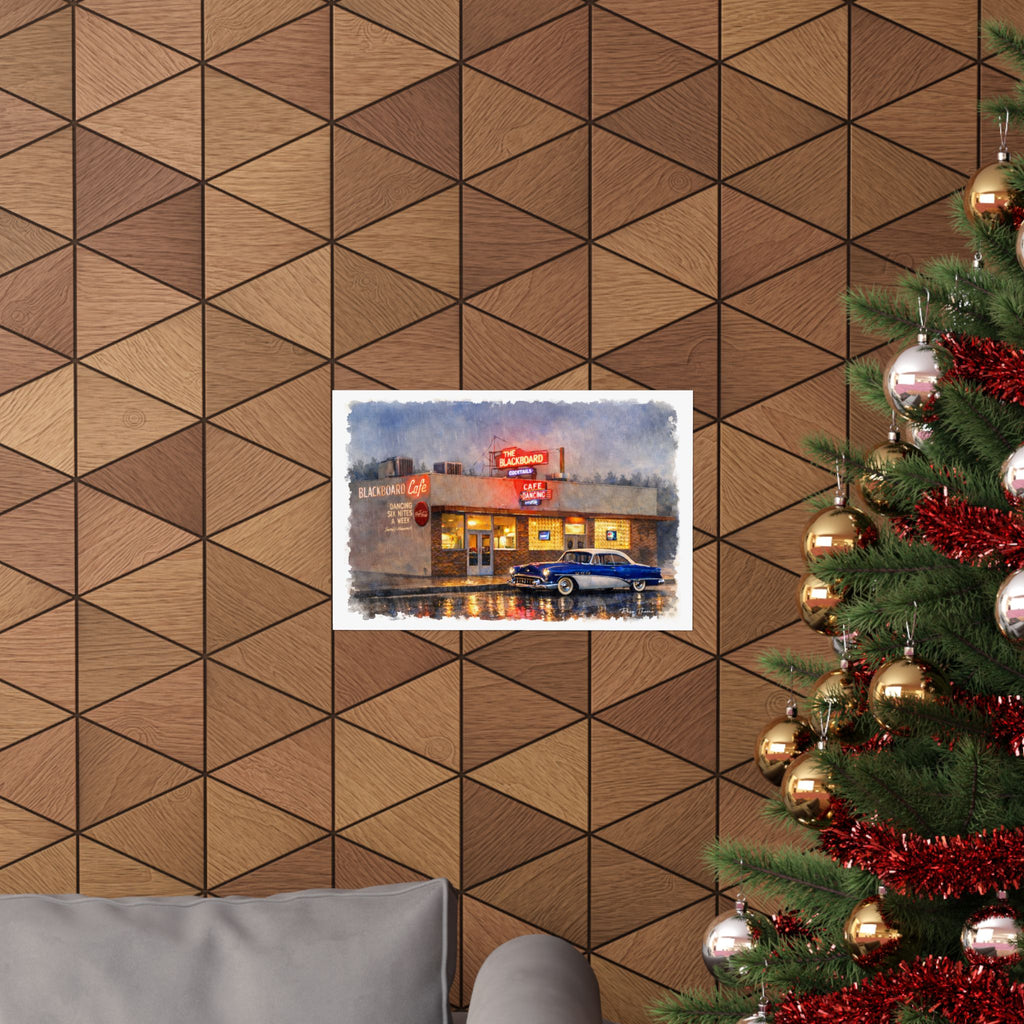 Retro Diner Poster — 'Blackboard Bar and Cafe'  Bakersfield, Ca. Matte Horizontal Wall Art