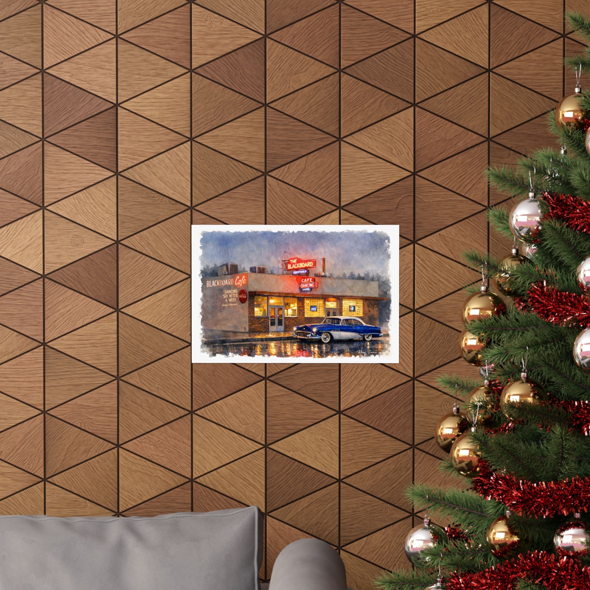 Retro Diner Poster — 'Blackboard Bar and Cafe'  Bakersfield, Ca. Matte Horizontal Wall Art