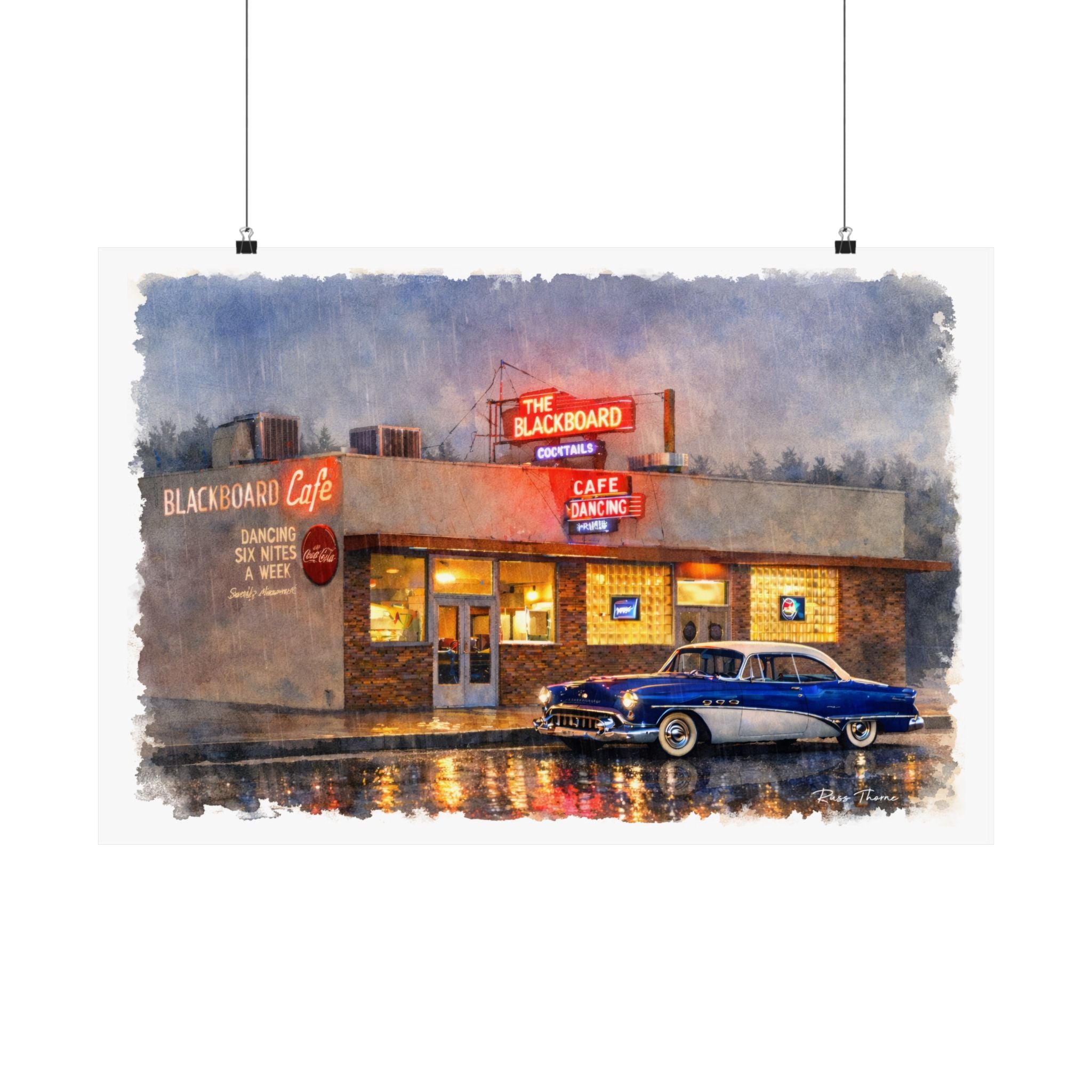 Retro Diner Poster — 'Blackboard Bar and Cafe'  Bakersfield, Ca. Matte Horizontal Wall Art