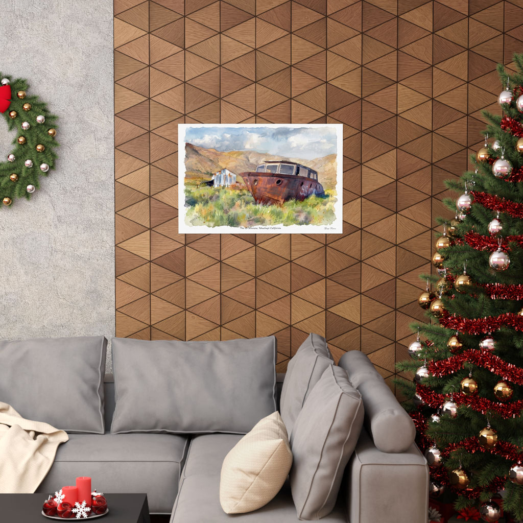 SS Minnow, Tehachapi California.  Vintage Rusted Boat Landscape Art Print