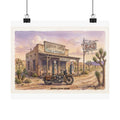 Vintage Desert Gas Station Poster — Jaw Bone Canyon  ---Retro Motorcycle Matte Horizontal Print
