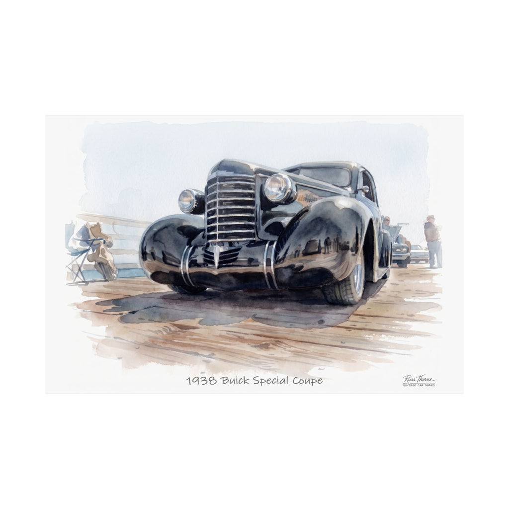 Black Chrome Elegance – 1938 Buick Special Watercolor Print