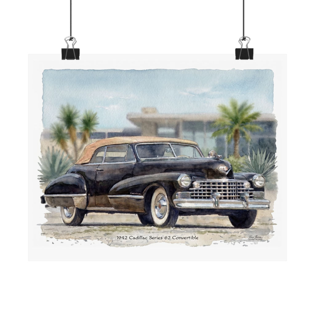 1942 Cadillac Series 62 Convertible – Classic American Luxury Watercolor