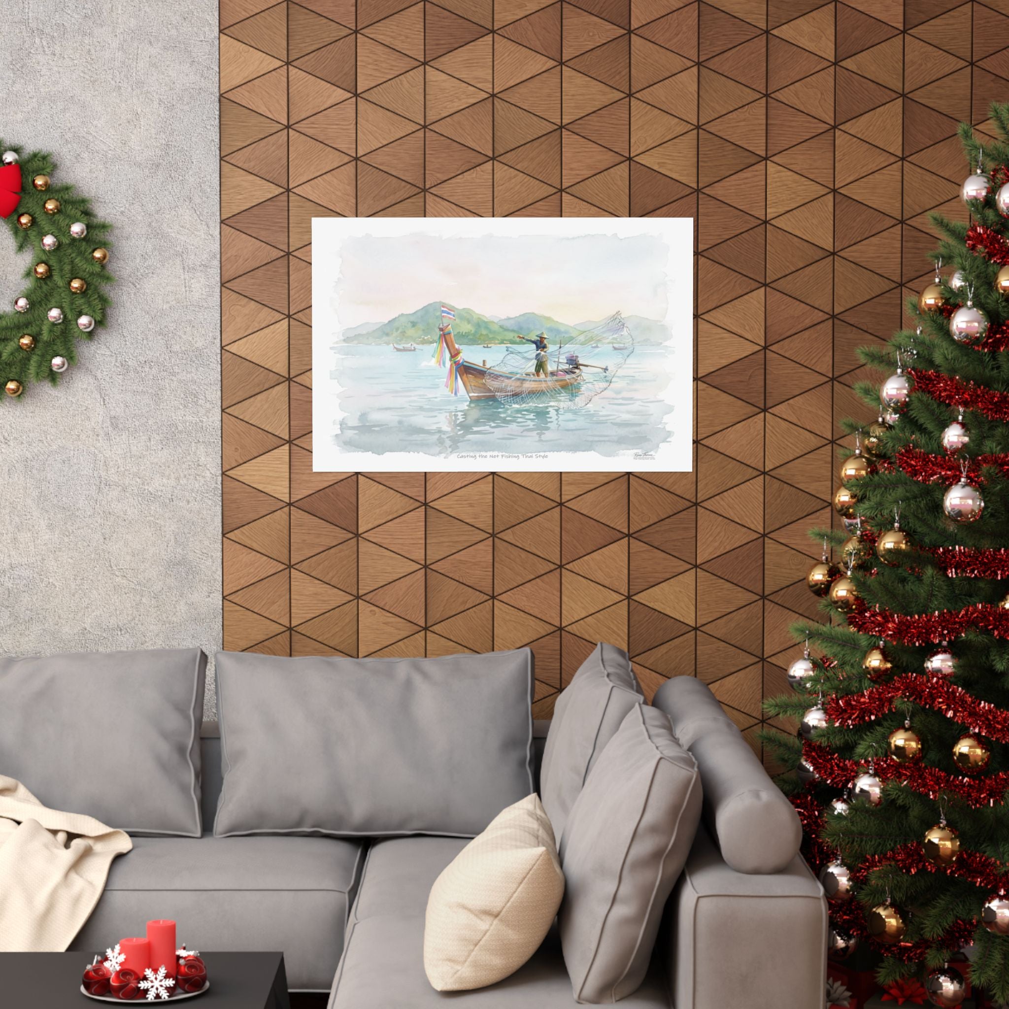 Casting the Net – Traditional Thai Fishing Watercolor Art Print
