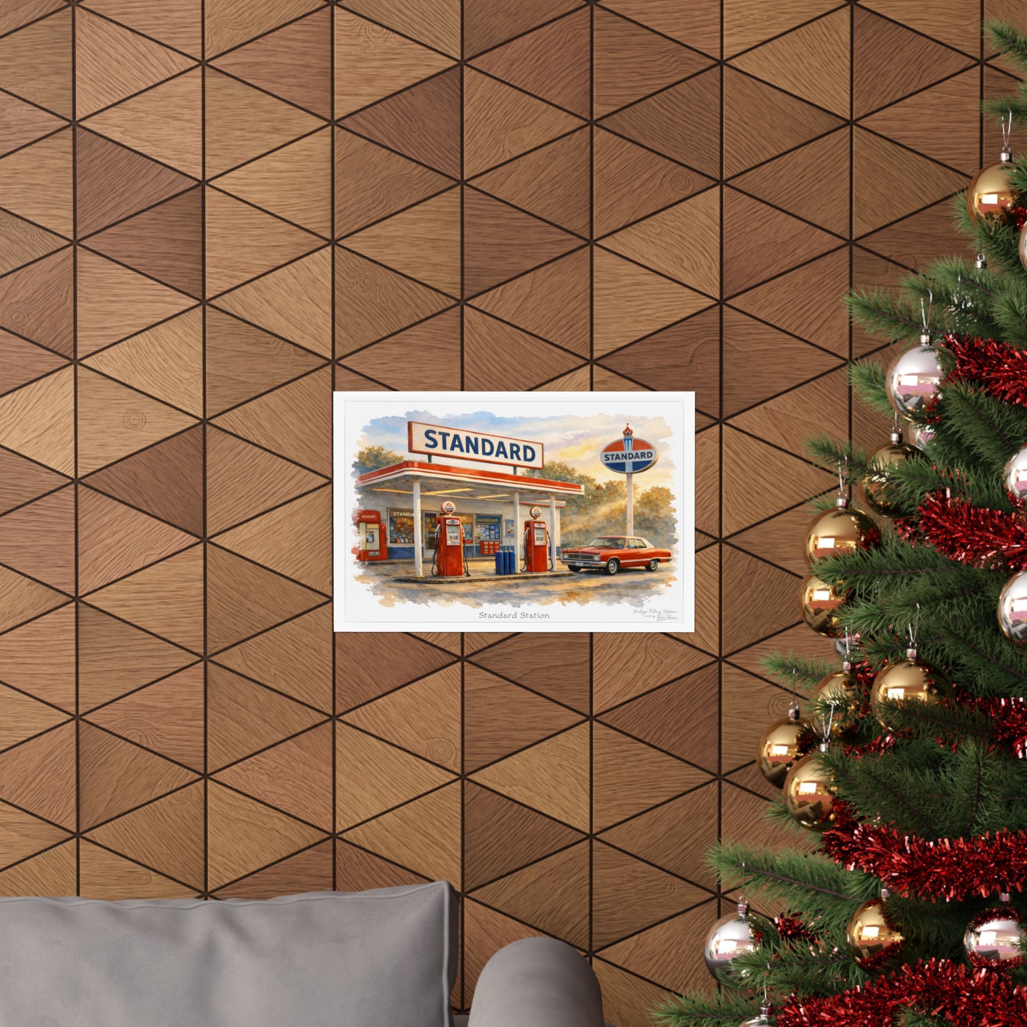 Vintage Gas Station Matte Poster — Standard Station at Golden Hour