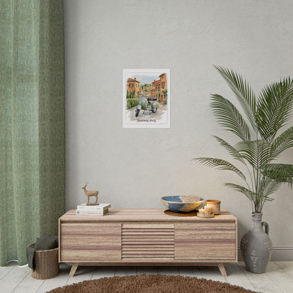 Tuscany Scooter Poster - Rolled Travel Art Print