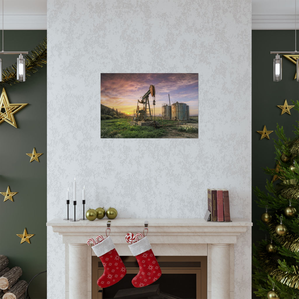 Bakersfield Oil Field Sunset – Pump Jack & Tank Farm Landscape