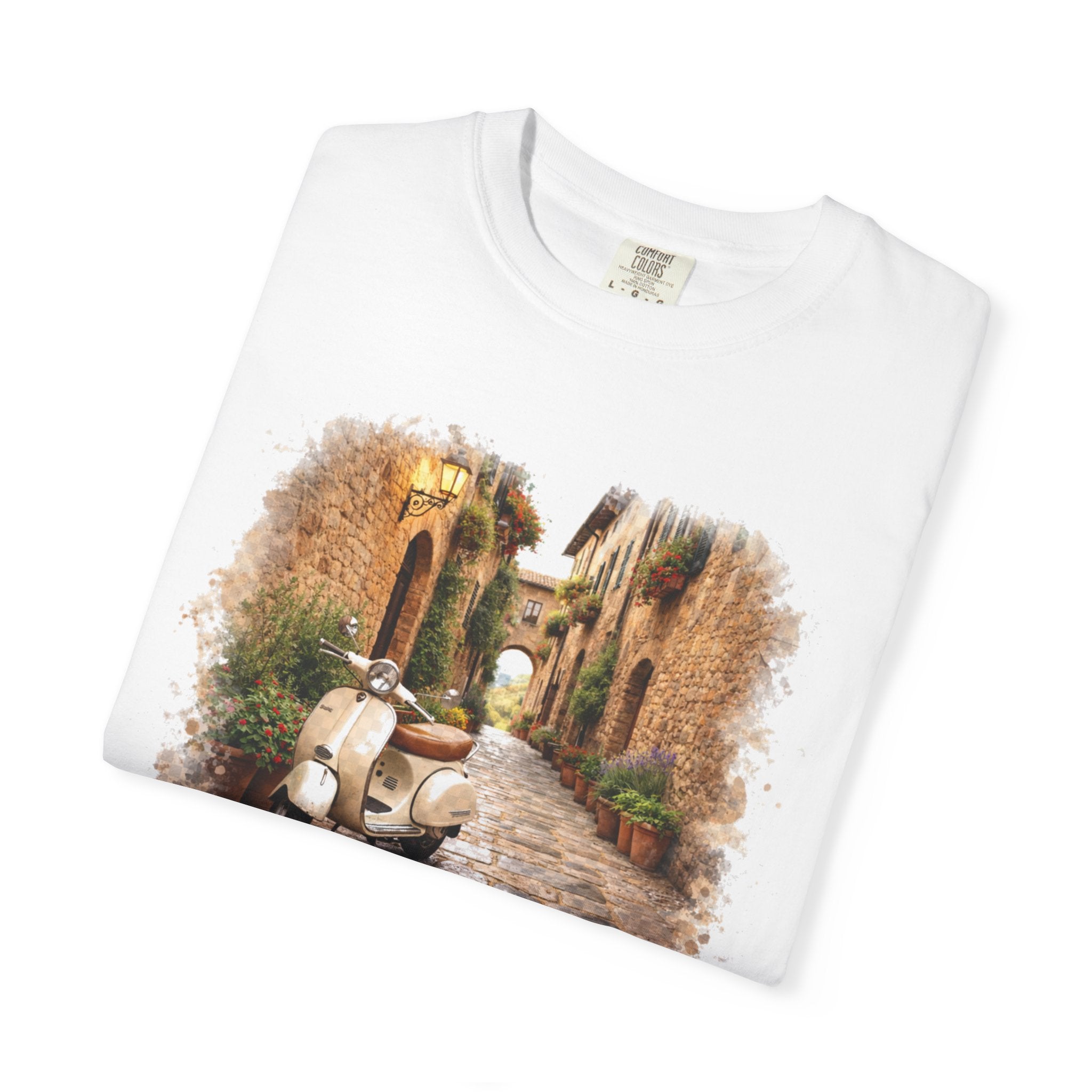 Italian Street Scooter Watercolor Tee