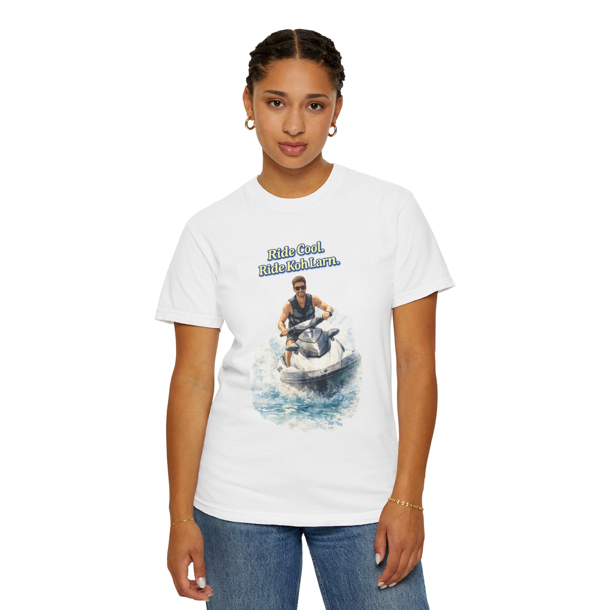 Ride Cool. Ride Koh Larn  Tropical Jet Ski Watercolor Travel Tee
