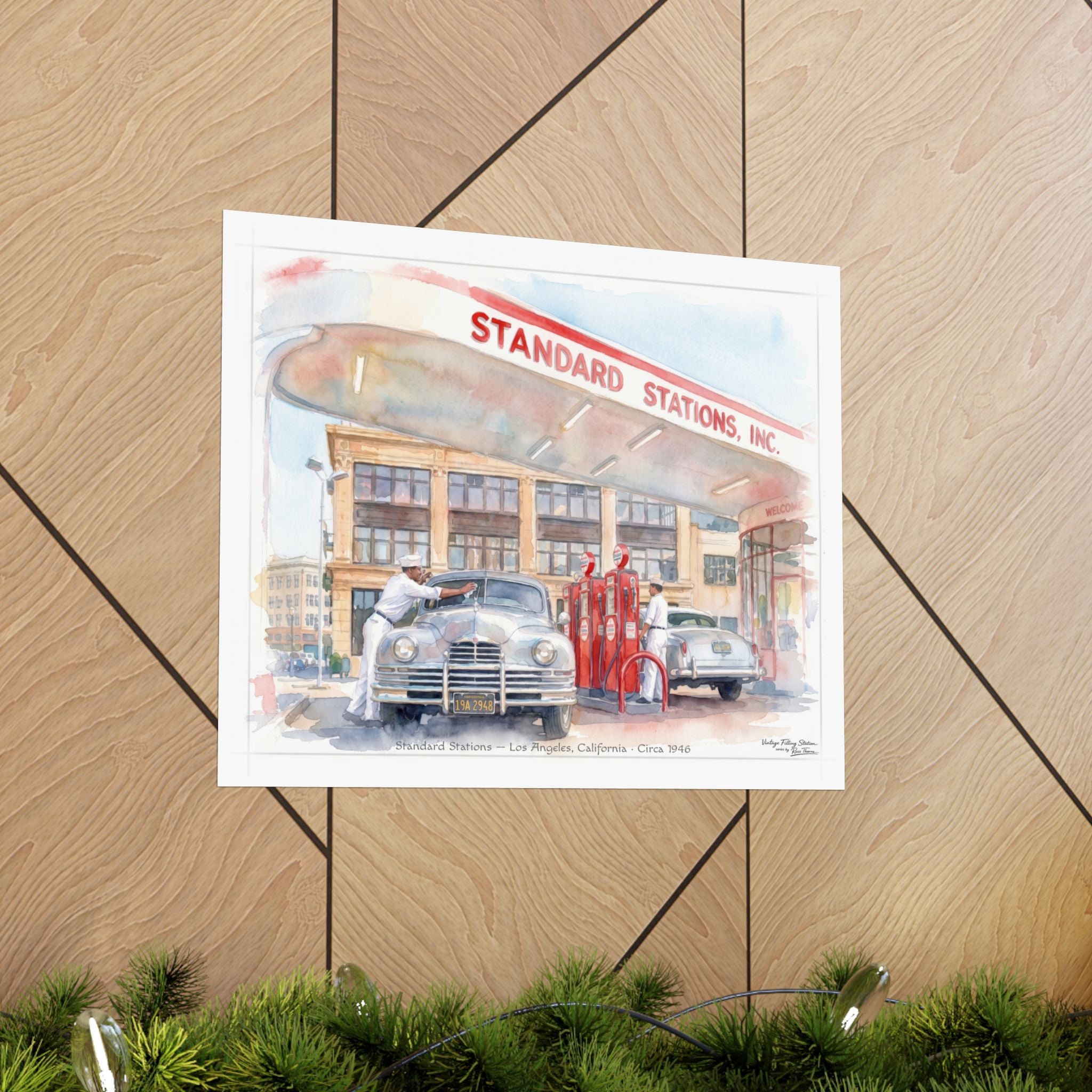 Vintage Gas Station Matte Poster — Standard Service — Los Angeles, 1946