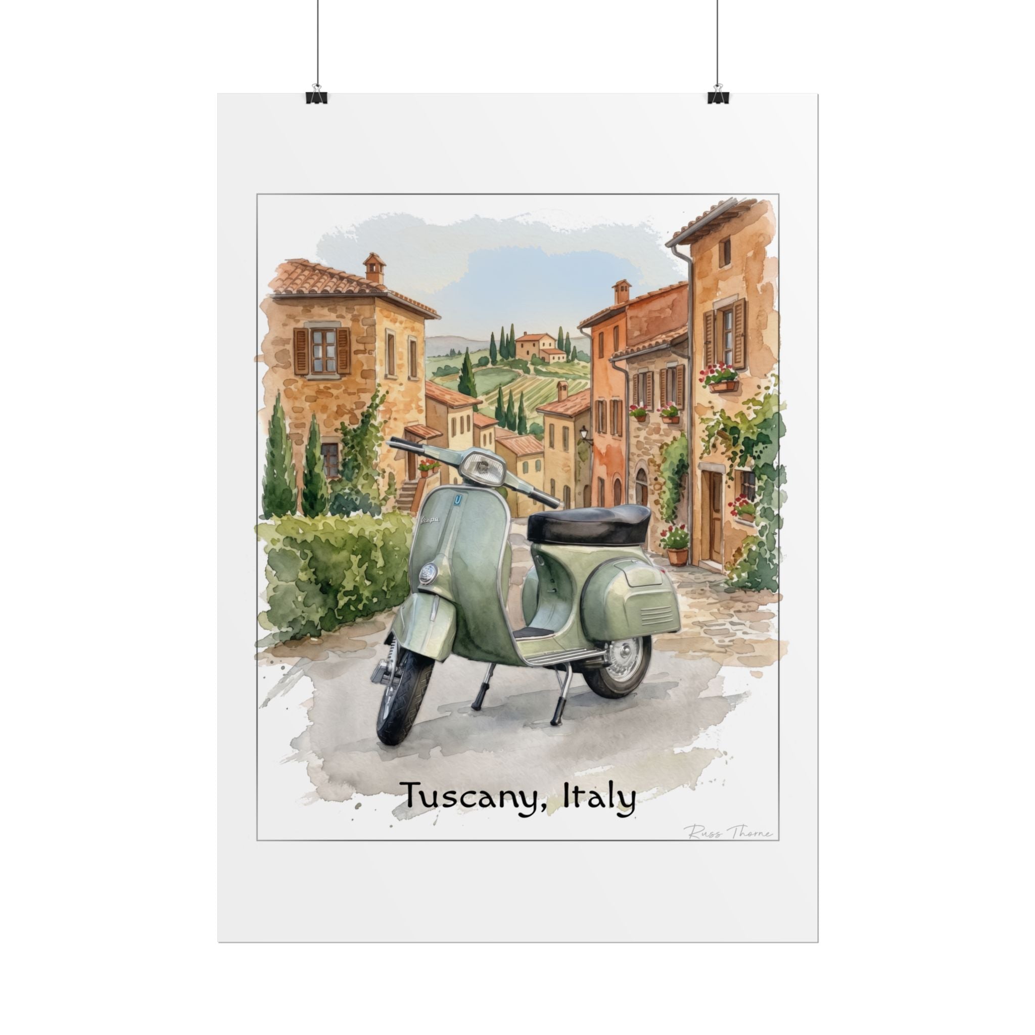 Tuscany Scooter Poster - Rolled Travel Art Print