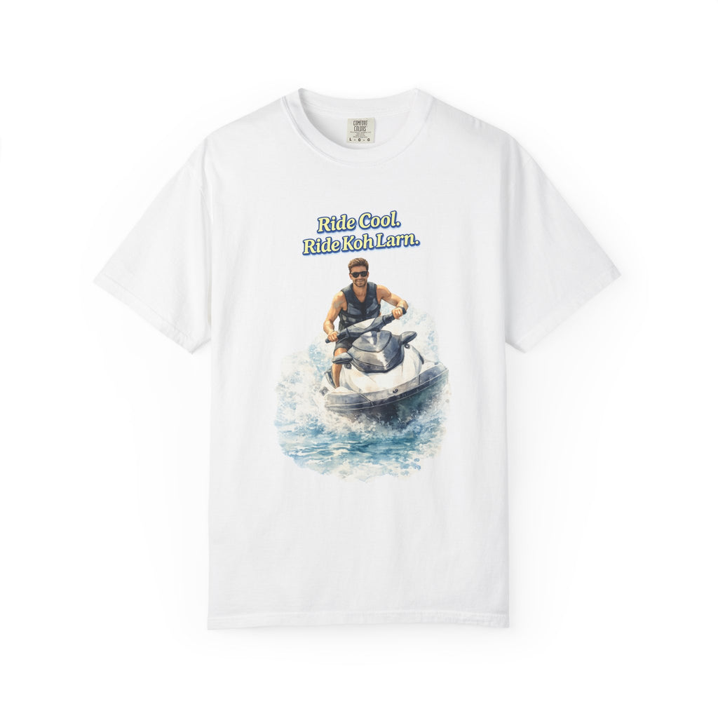 Ride Cool. Ride Koh Larn  Tropical Jet Ski Watercolor Travel Tee