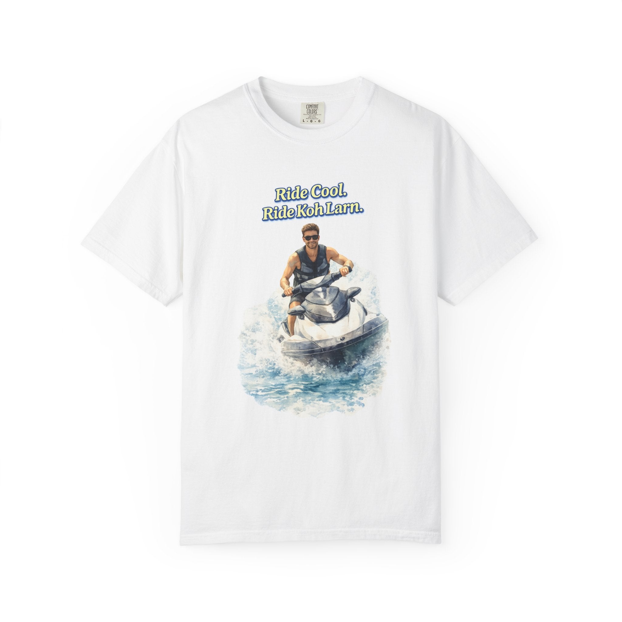 Ride Cool. Ride Koh Larn  Tropical Jet Ski Watercolor Travel Tee
