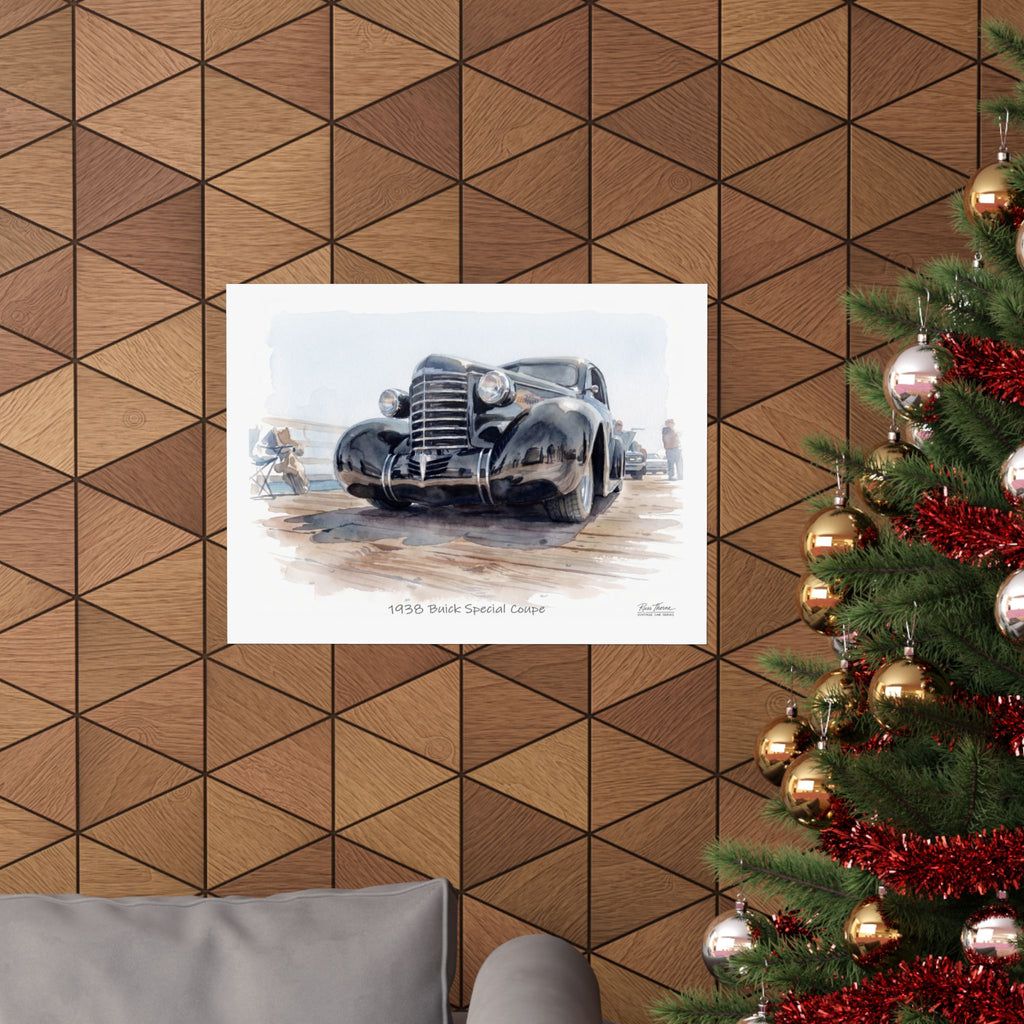 Black Chrome Elegance – 1938 Buick Special Watercolor Print