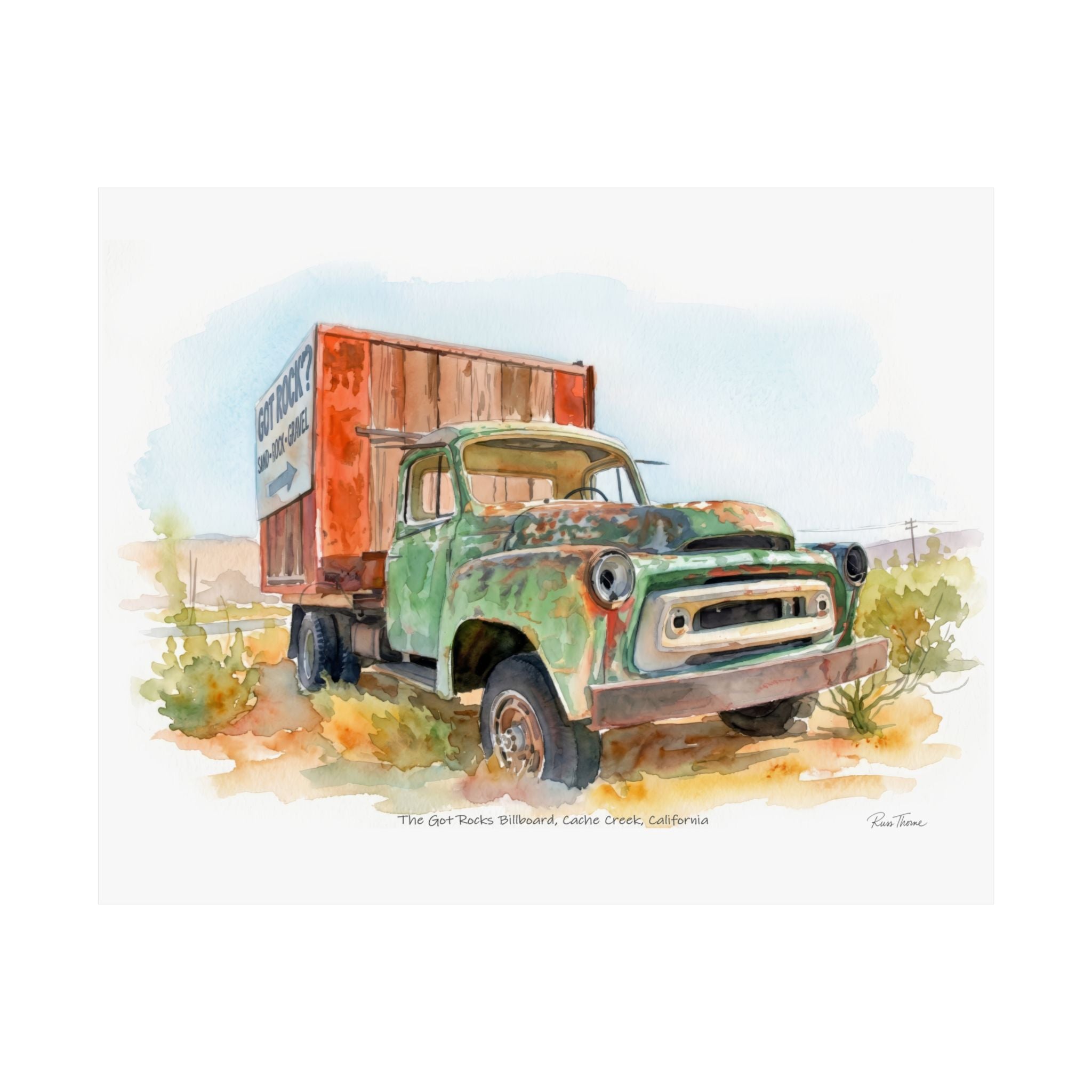The Got Rocks Billboard – Cache Creek, California Watercolor Print number 2
