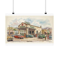 Vintage PEMEX Gas Station Poster — Retro Mexican Roadside Art (Matte Horizontal)