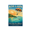 Koh Larn Parasailing Over Thailand Fine Art Poster — Retro Travel Print