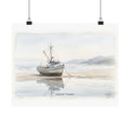 Coastal Trawler – Quiet Harbor Watercolor Art Print