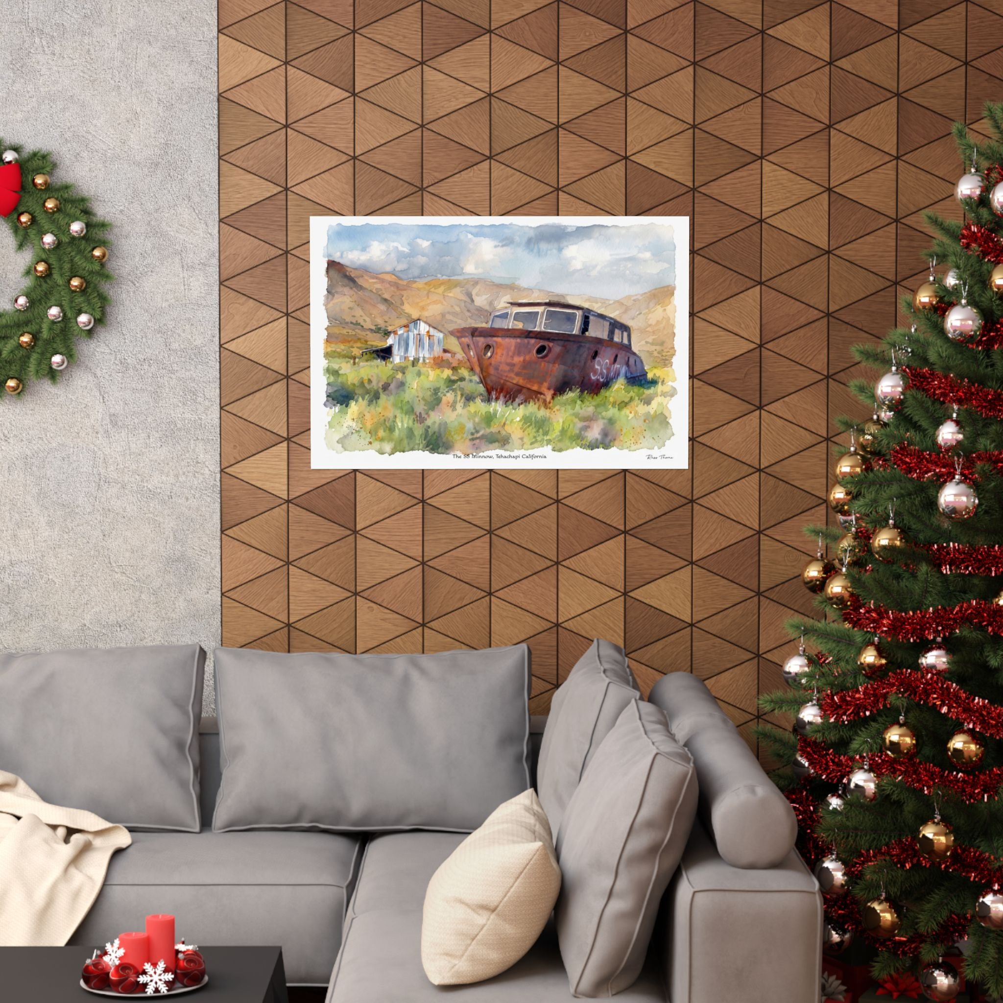 SS Minnow, Tehachapi California.  Vintage Rusted Boat Landscape Art Print