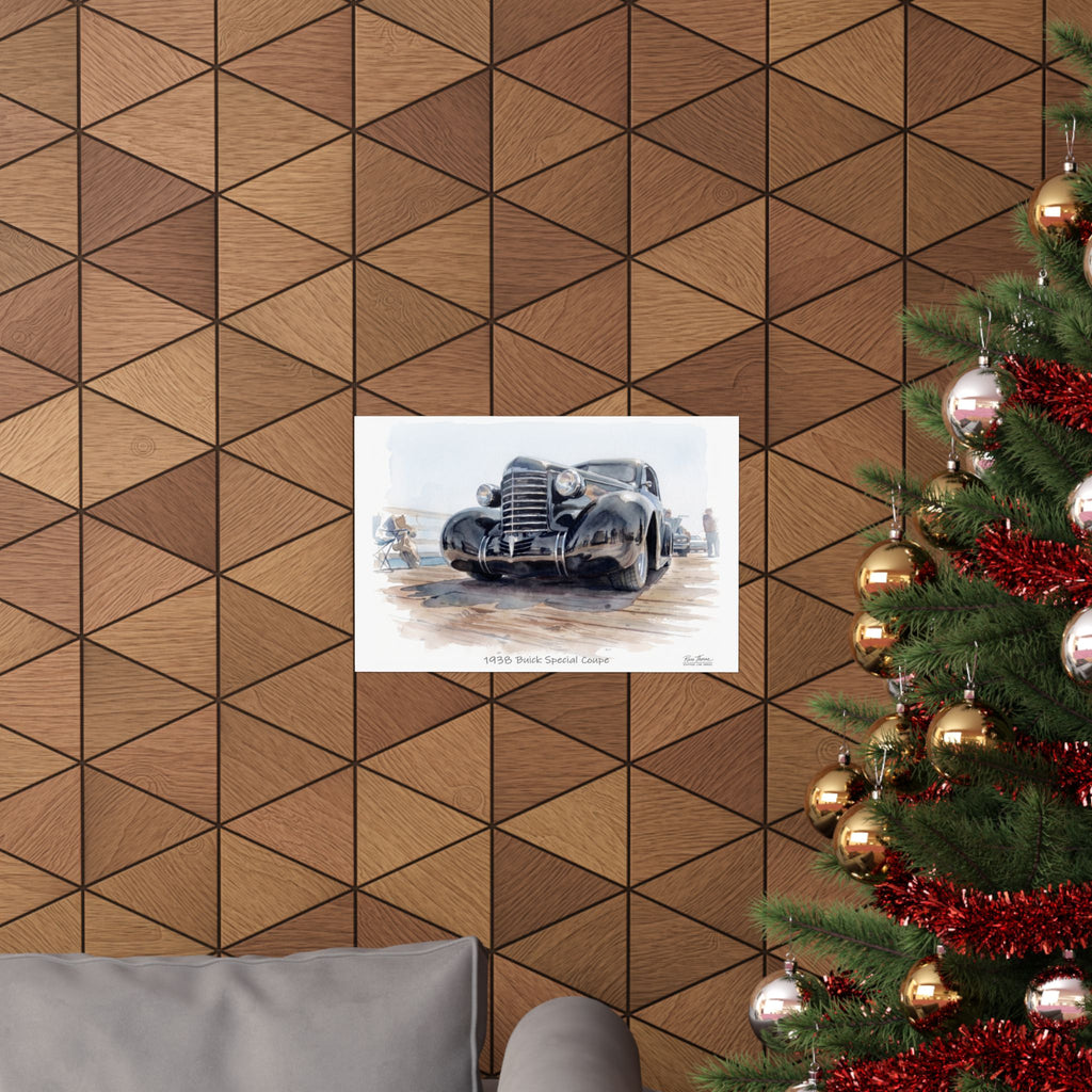 Black Chrome Elegance – 1938 Buick Special Watercolor Print
