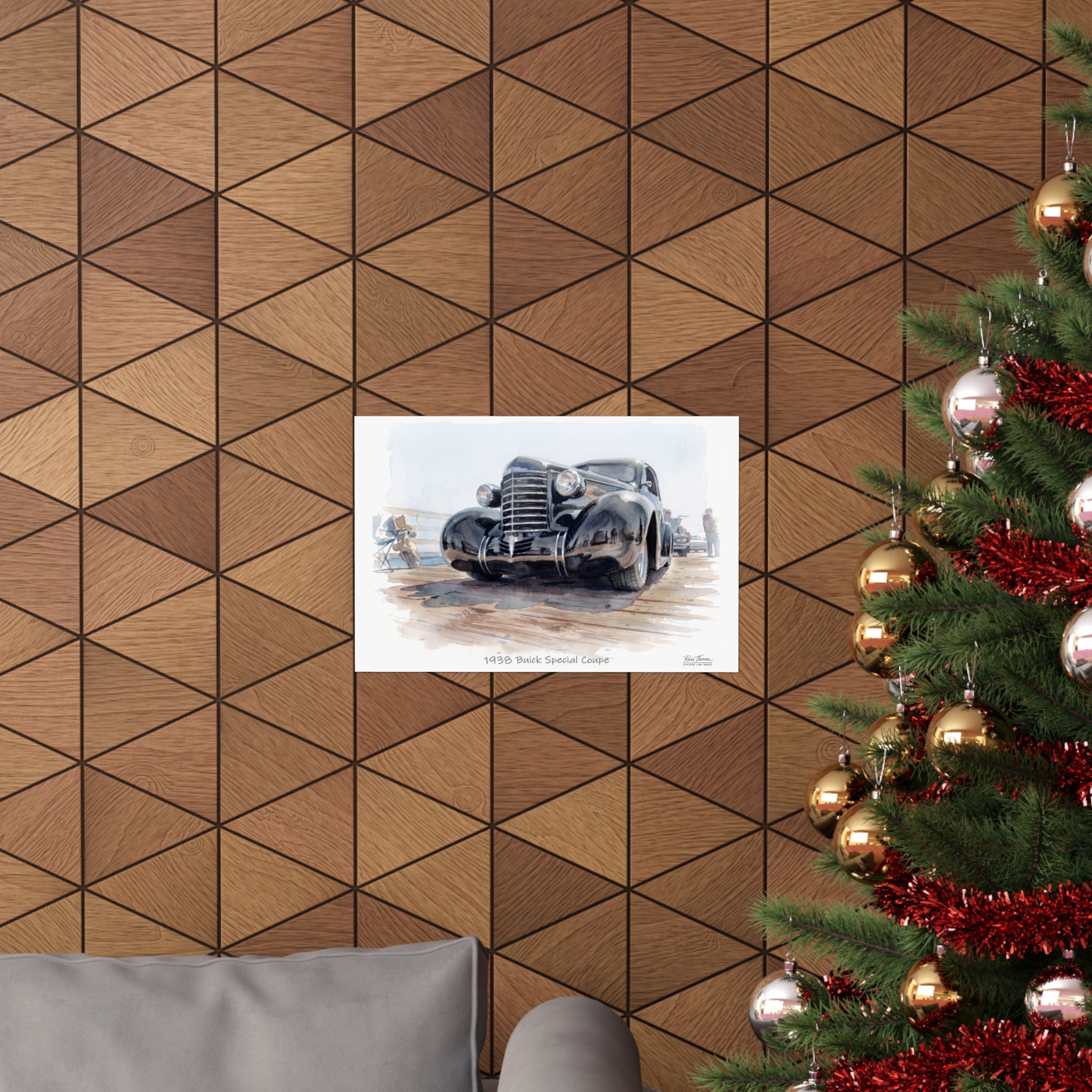 Black Chrome Elegance – 1938 Buick Special Watercolor Print