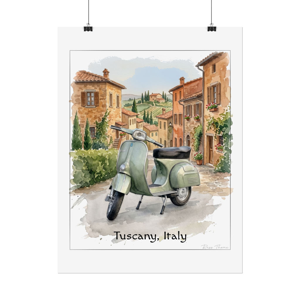 Tuscany Scooter Poster - Rolled Travel Art Print