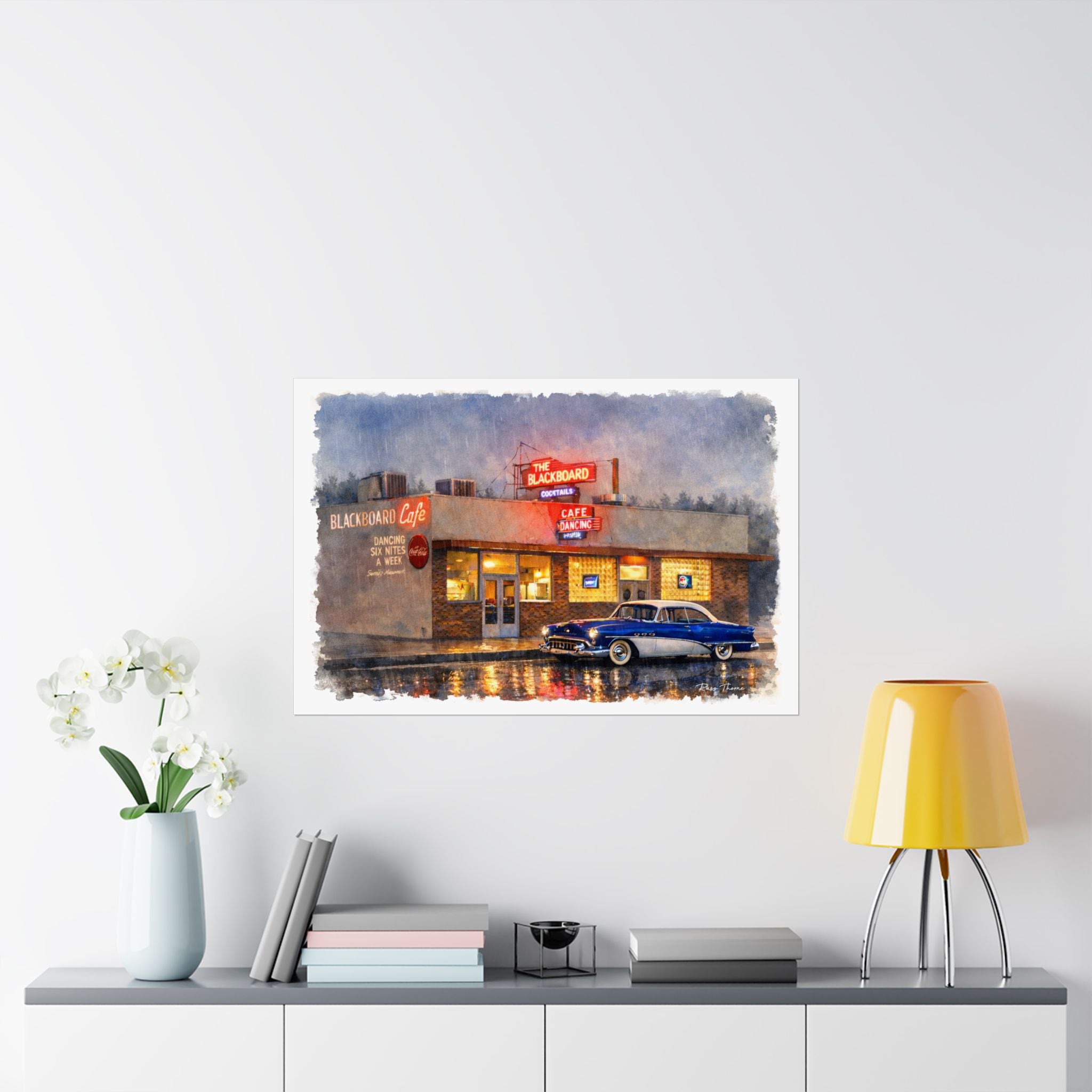 Retro Diner Poster — 'Blackboard Bar and Cafe'  Bakersfield, Ca. Matte Horizontal Wall Art