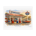 Vintage Gas Station Matte Poster — Standard Station at Golden Hour